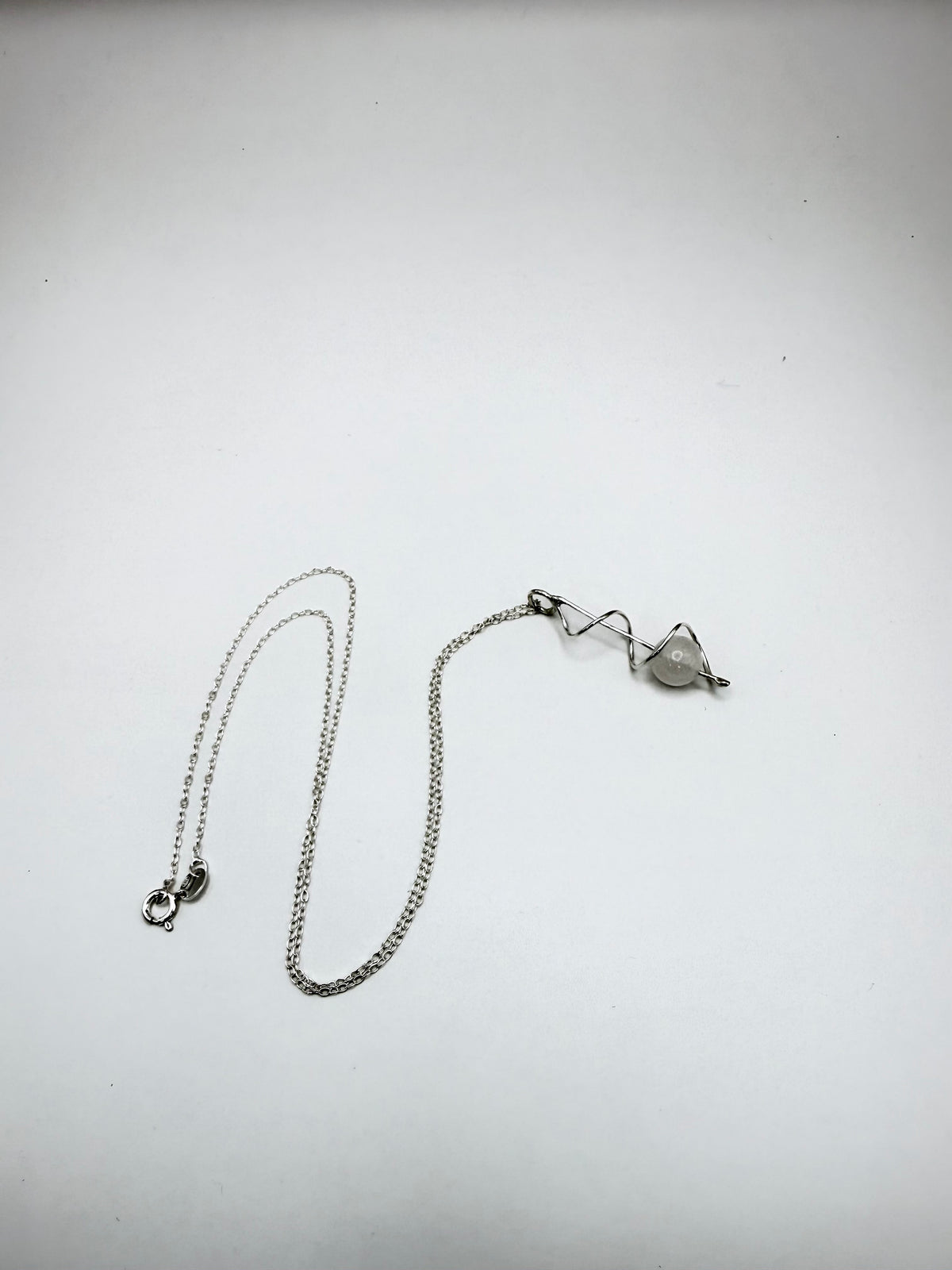 Spiral Silver Pendant with Rose Quartz