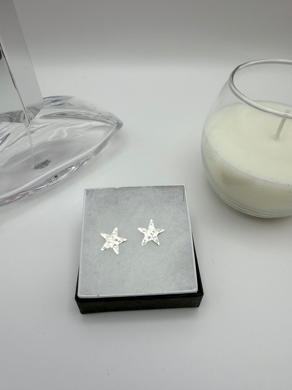 Sterling Silver Hammered Star Earrings