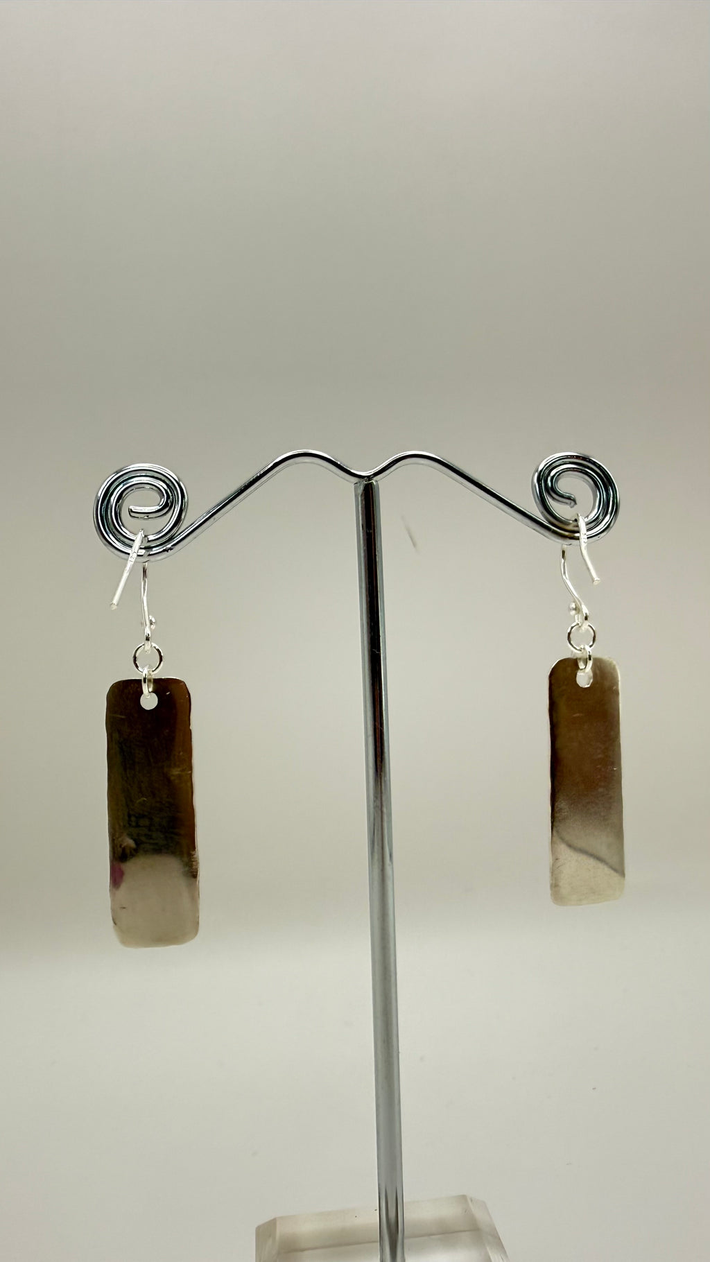 Silver Textured Rectangle Drop Earrings