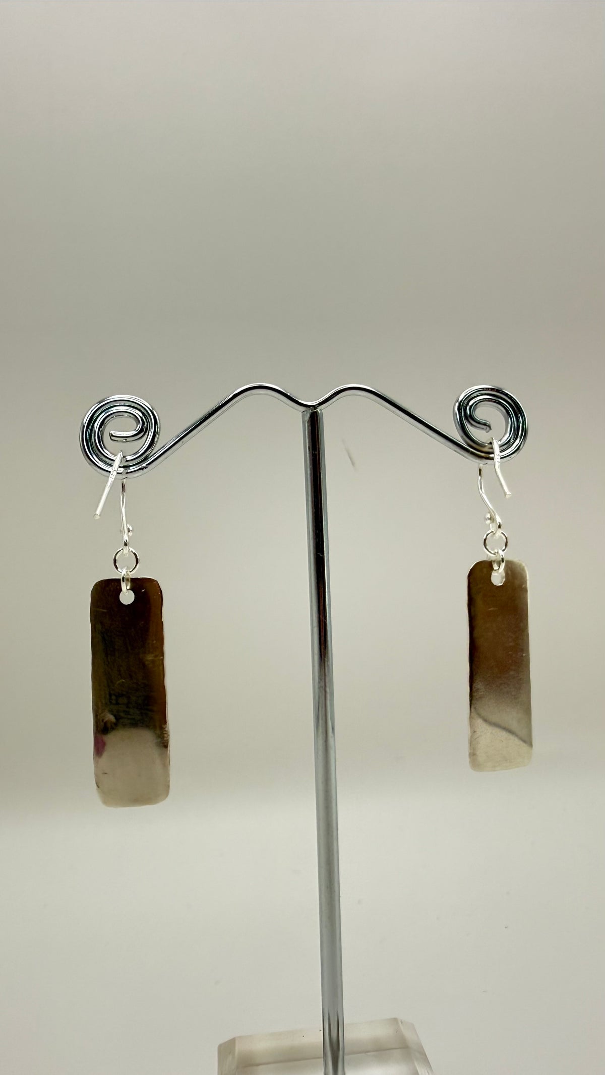 Silver Textured Rectangle Drop Earrings