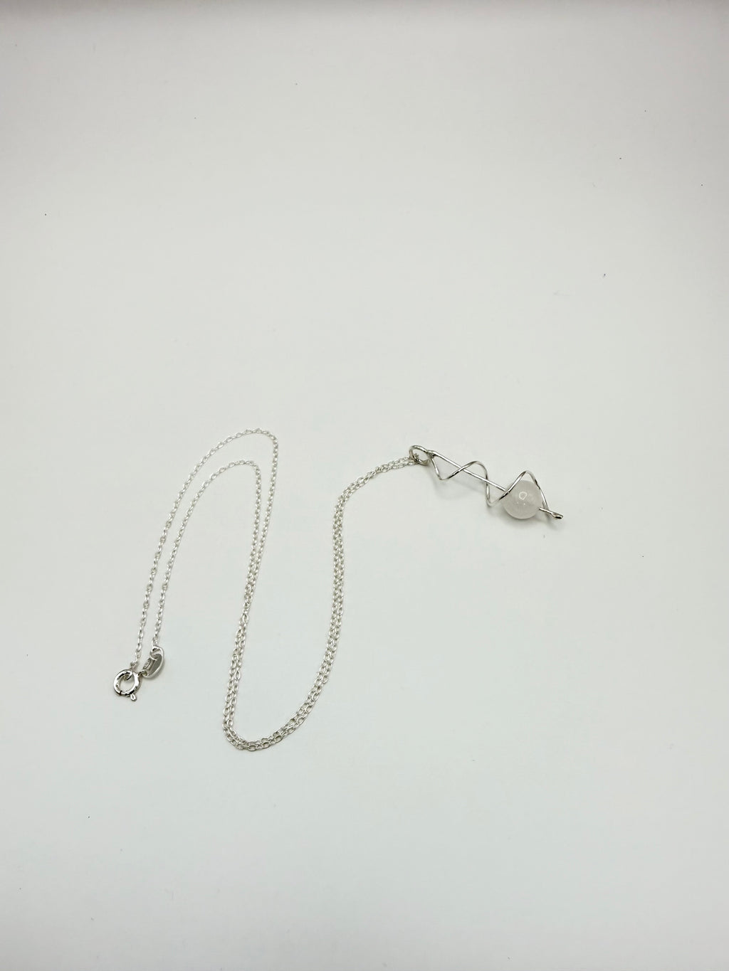 Spiral Silver Pendant with Rose Quartz
