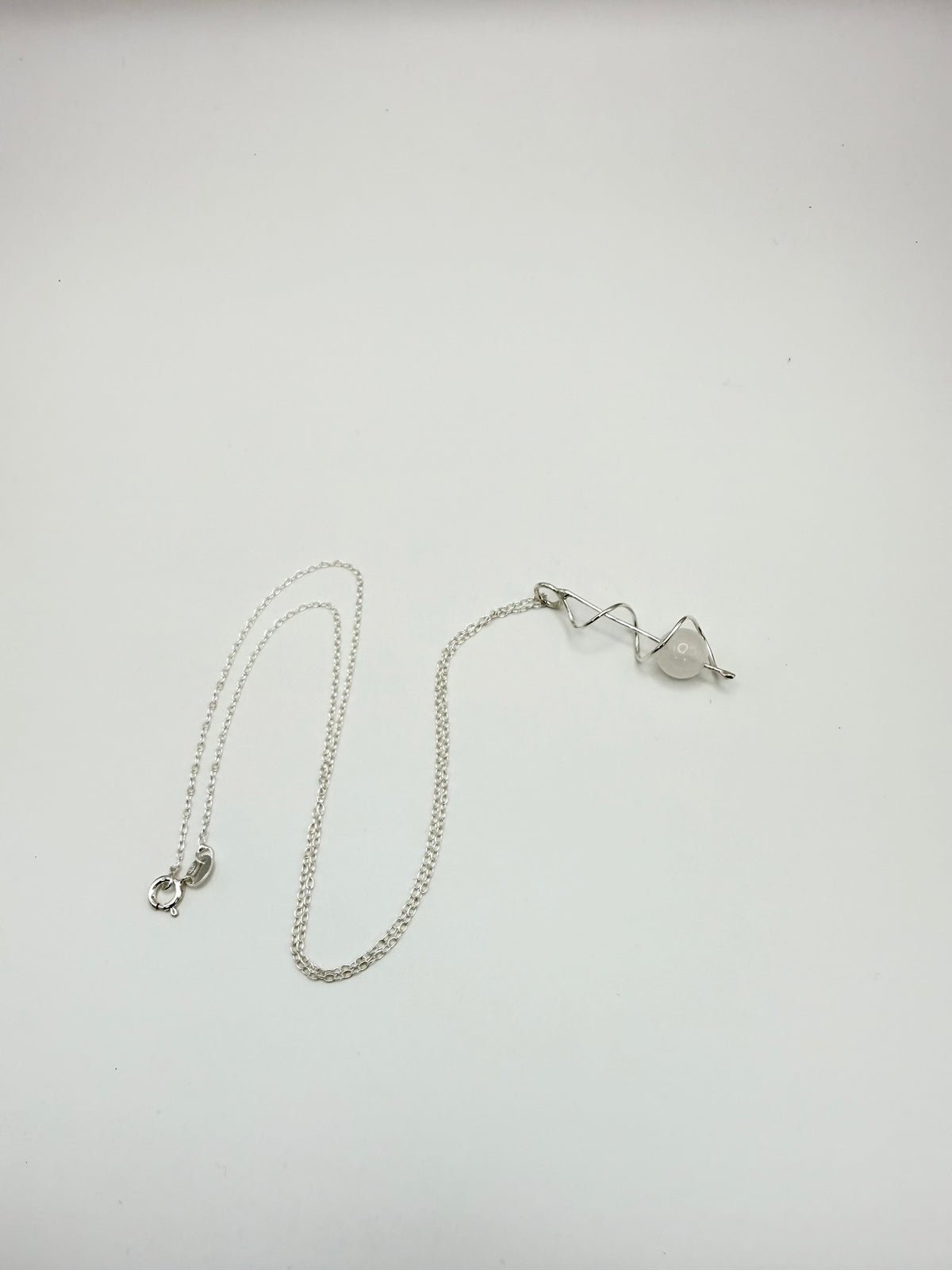 Spiral Silver Pendant with Rose Quartz