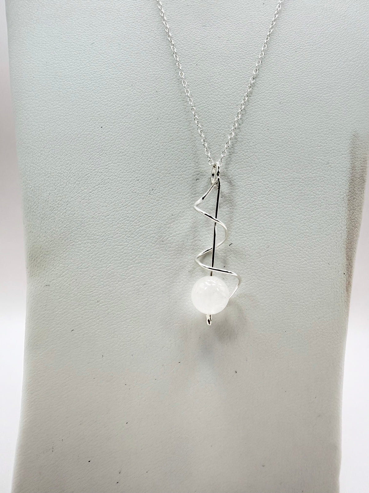 Spiral Silver Pendant with Rose Quartz