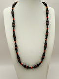 Orange Swarovski crystal with black onyx pearls