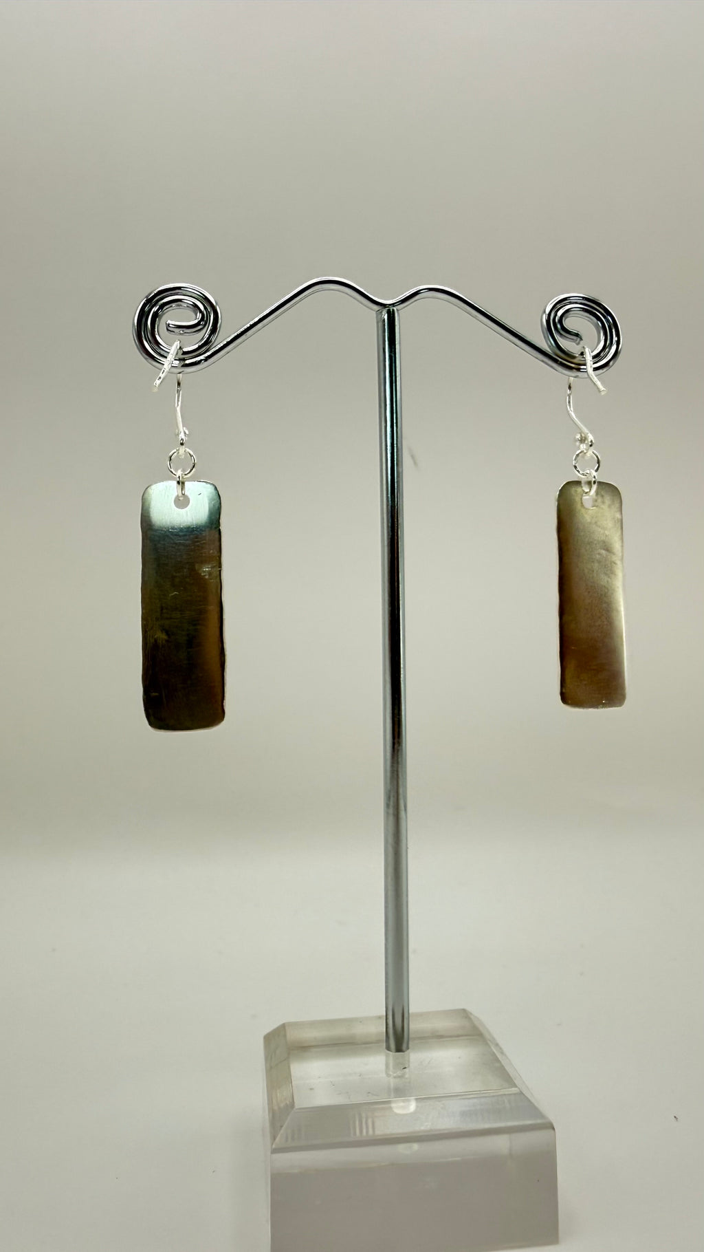 Silver Textured Rectangle Drop Earrings