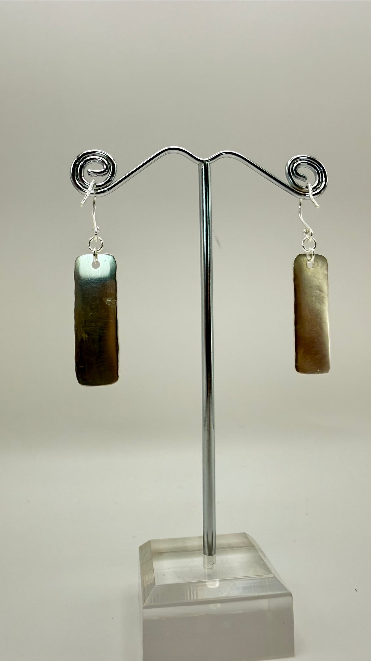 Silver Textured Rectangle Drop Earrings