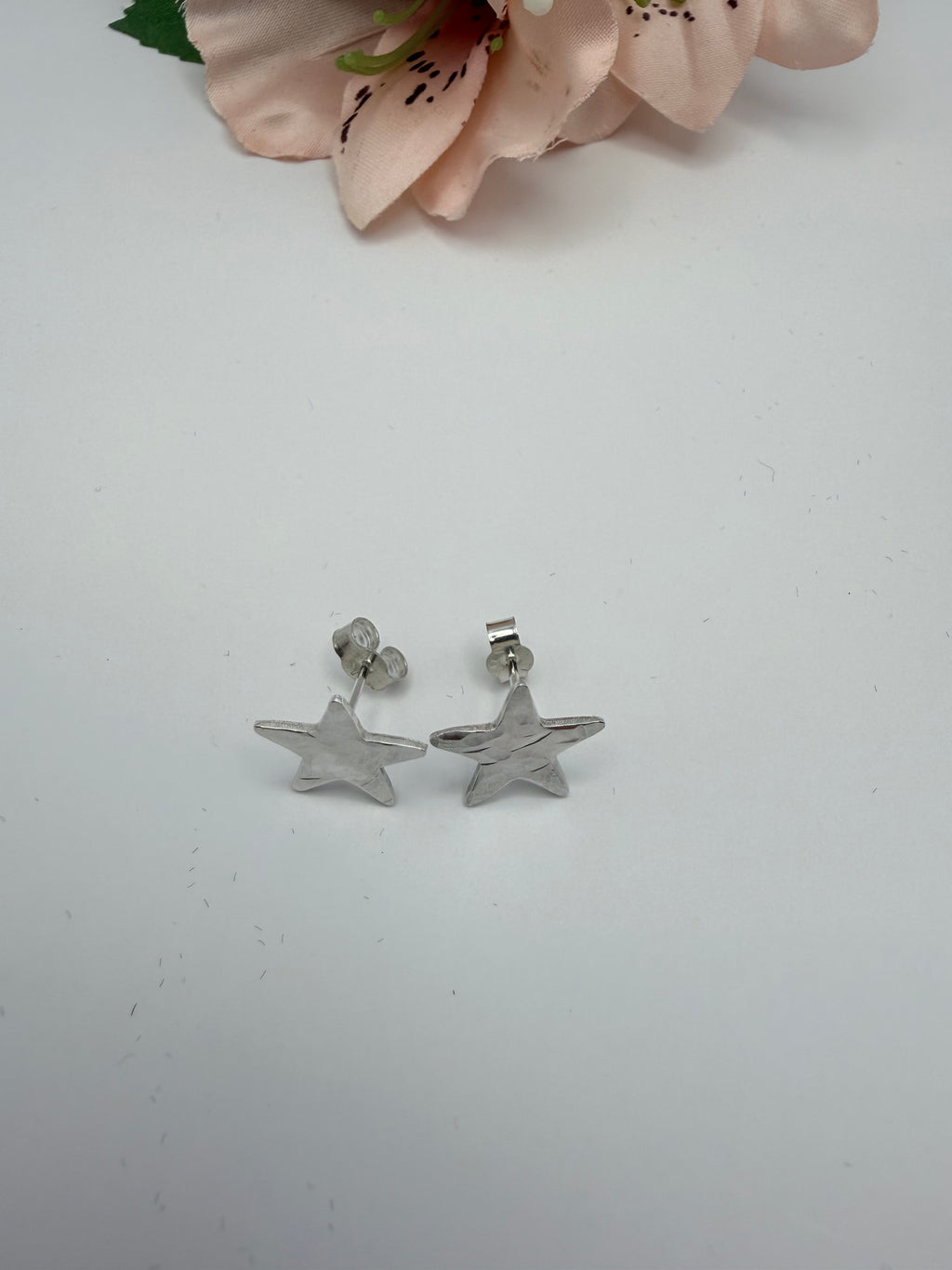 Sterling Silver Hammered Star Earrings