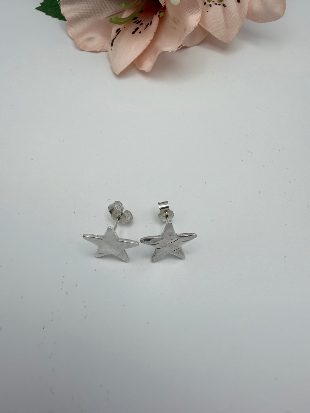 Sterling Silver Hammered Star Earrings
