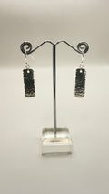 Silver Textured Rectangle Drop Earrings