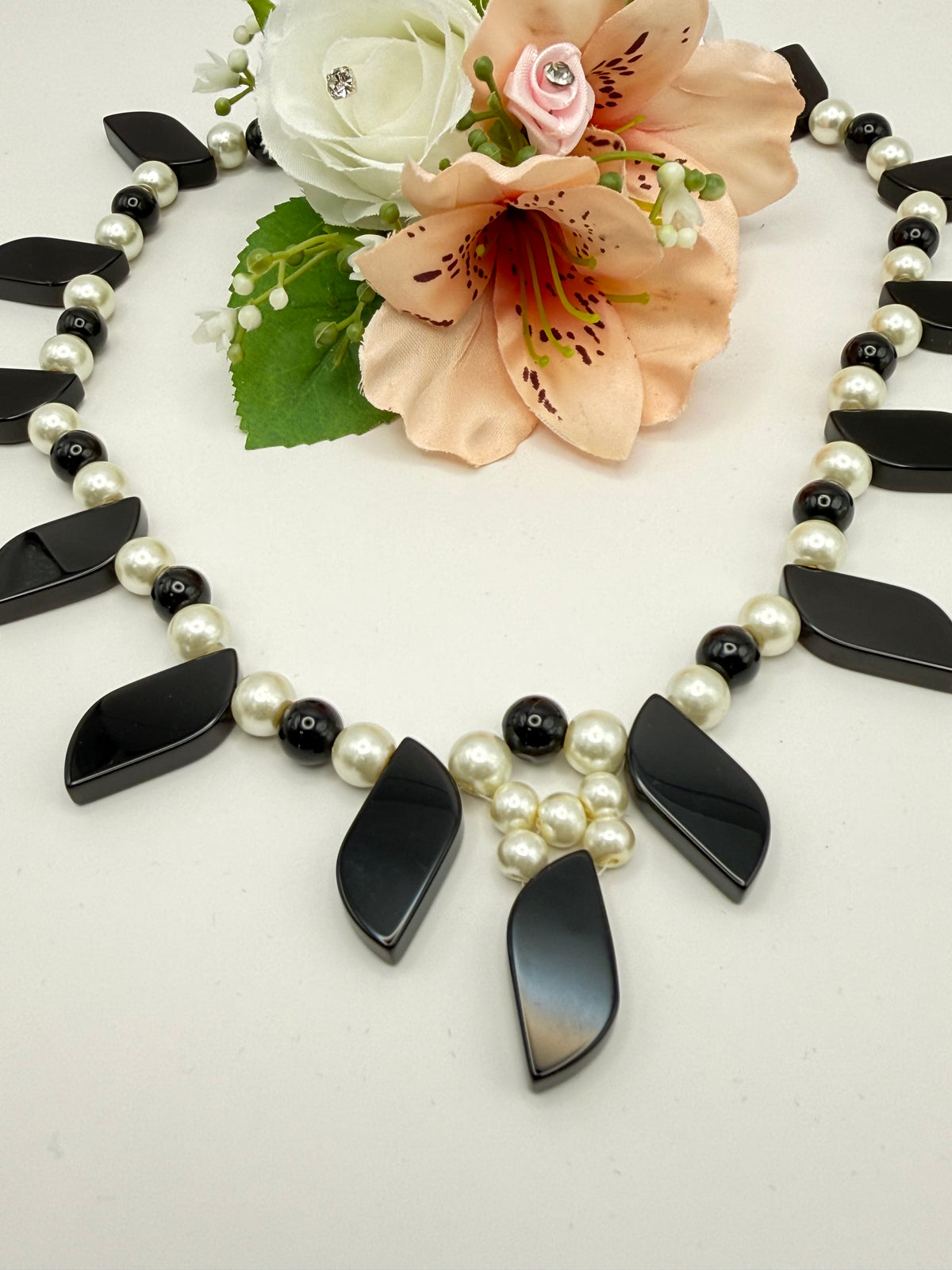 Black Onyx Pearl Statement Neccklace