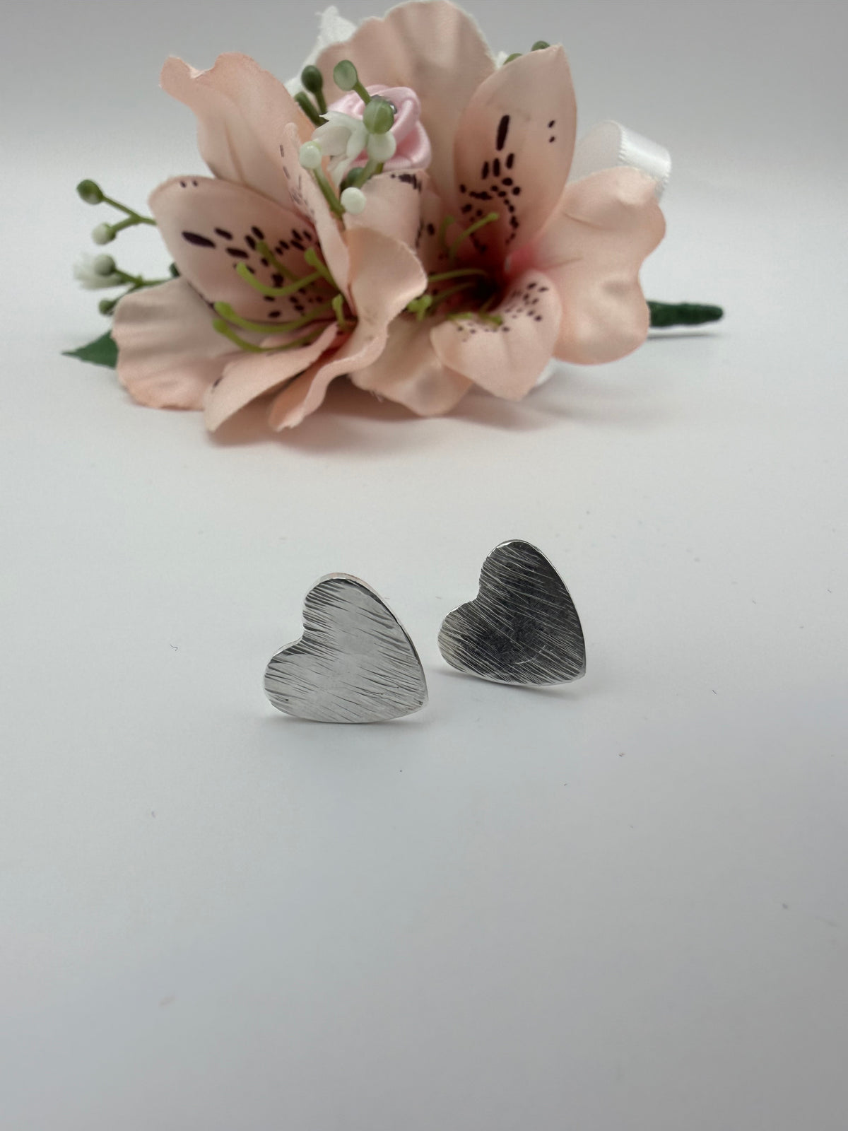 Sterling Silver Hammered Heart Earrings