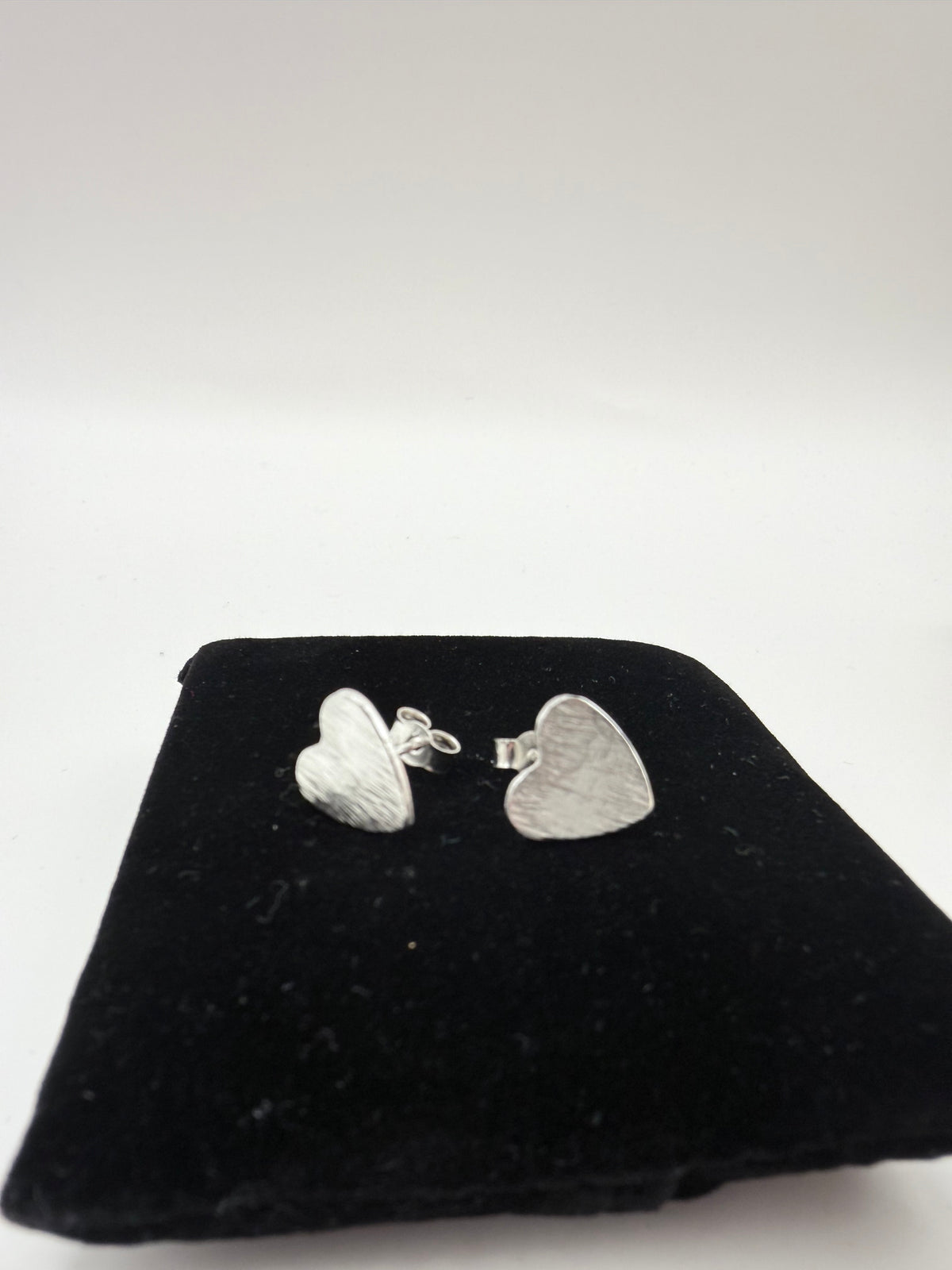 Sterling Silver Hammered Heart Earrings