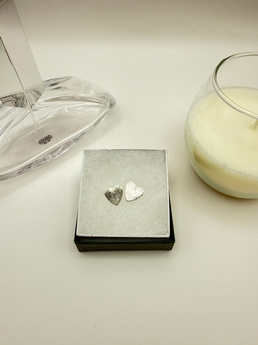 Sterling Silver Hammered Heart Earrings
