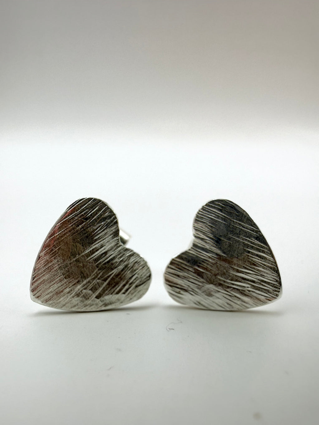 Sterling Silver Hammered Heart Earrings