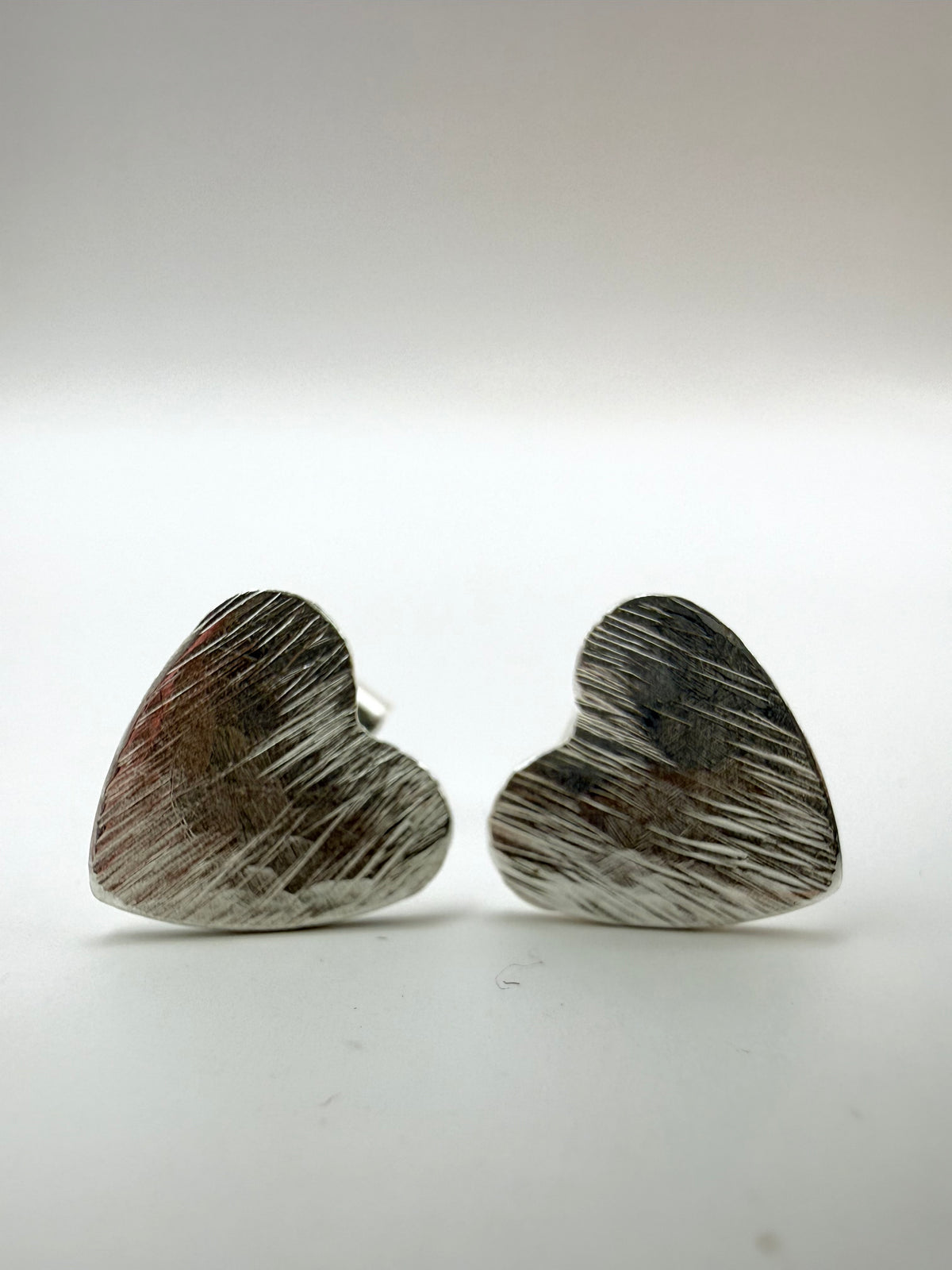 Sterling Silver Hammered Heart Earrings