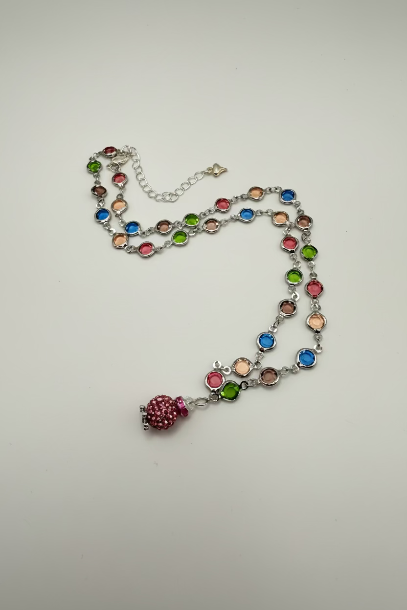 Multicoloured Crystal Pendant Necklace