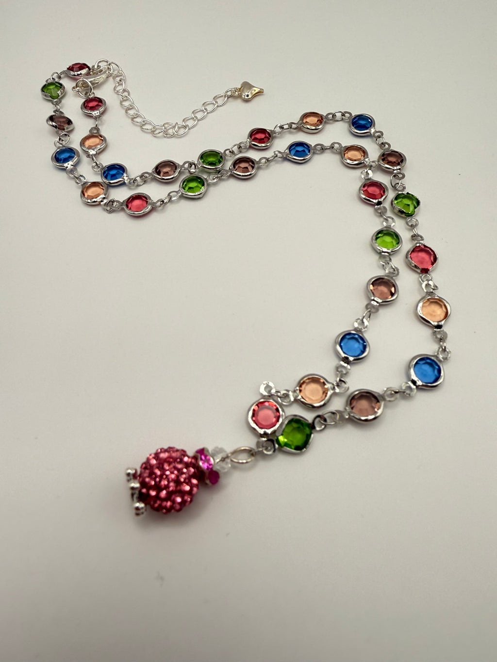 Multicoloured Crystal Pendant Necklace