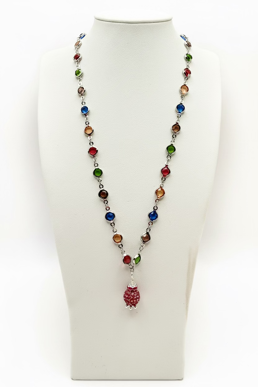 Multicoloured Crystal Pendant Necklace