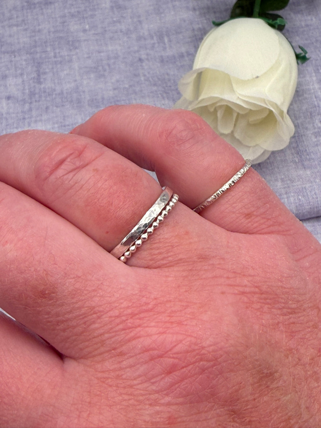 Sterling Silver Hammered Stackable Ring.  Silver Jewellery. Gift for Her