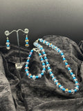 Blue Pearl with Clear Crystals 3 piece set