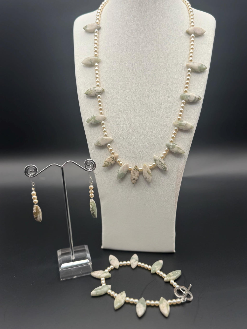 Peace Jade Necklace, Bracelet & Earring Set