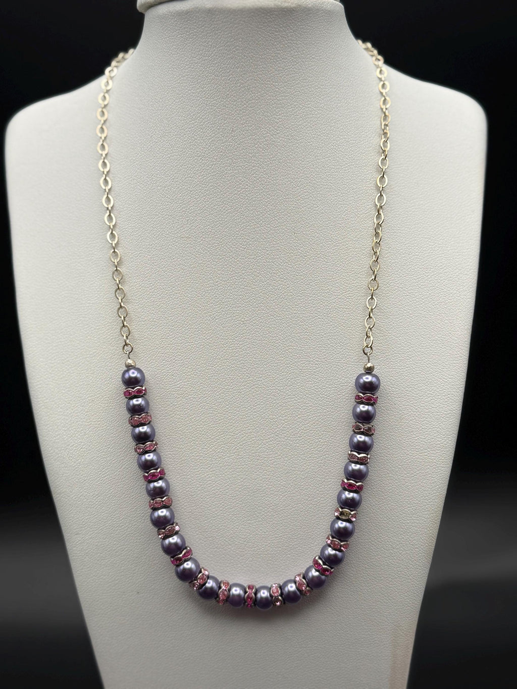 Purple Pearl Jewellery Set â€“ Handmade Necklace, Bracelet & Earrings