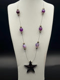Purple bead with Black Hermatite Star Pendant Necklace