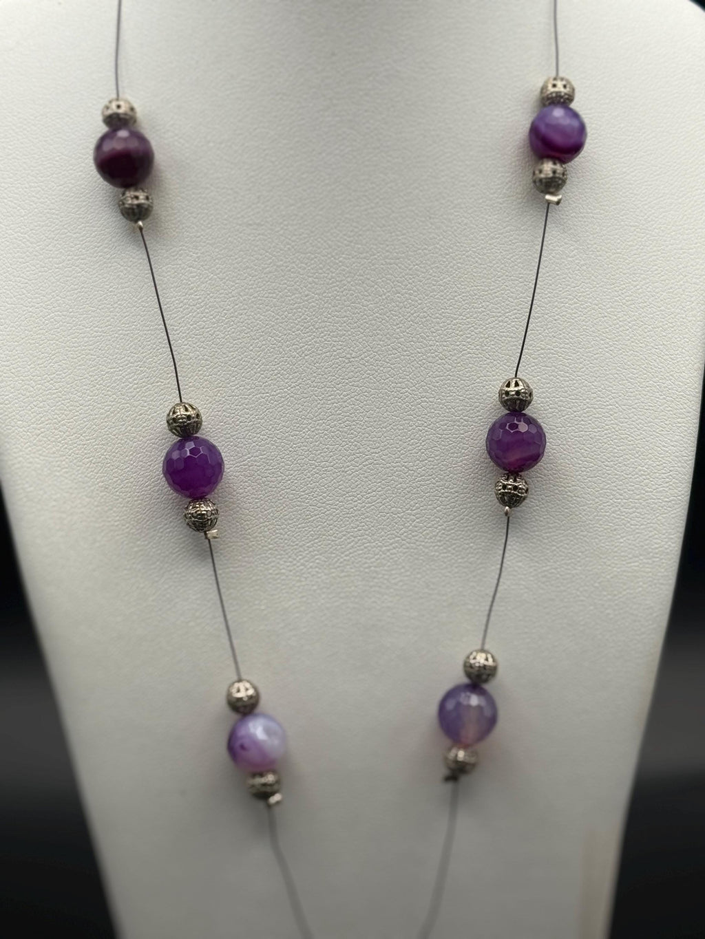 Purple bead with Black Hermatite Star Pendant Necklace