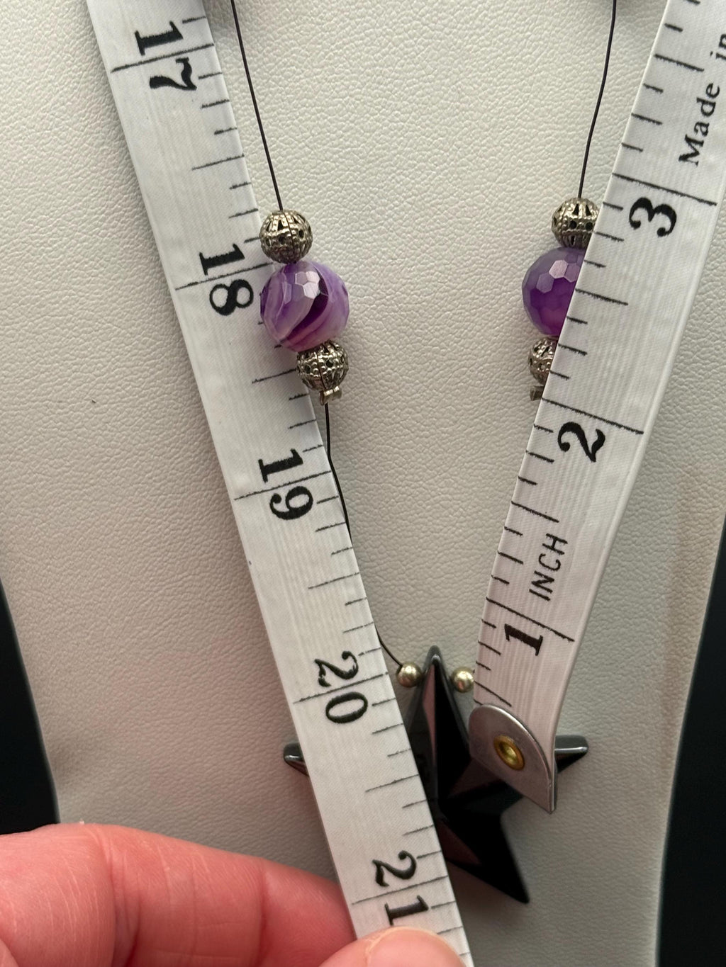 Purple bead with Black Hermatite Star Pendant Necklace