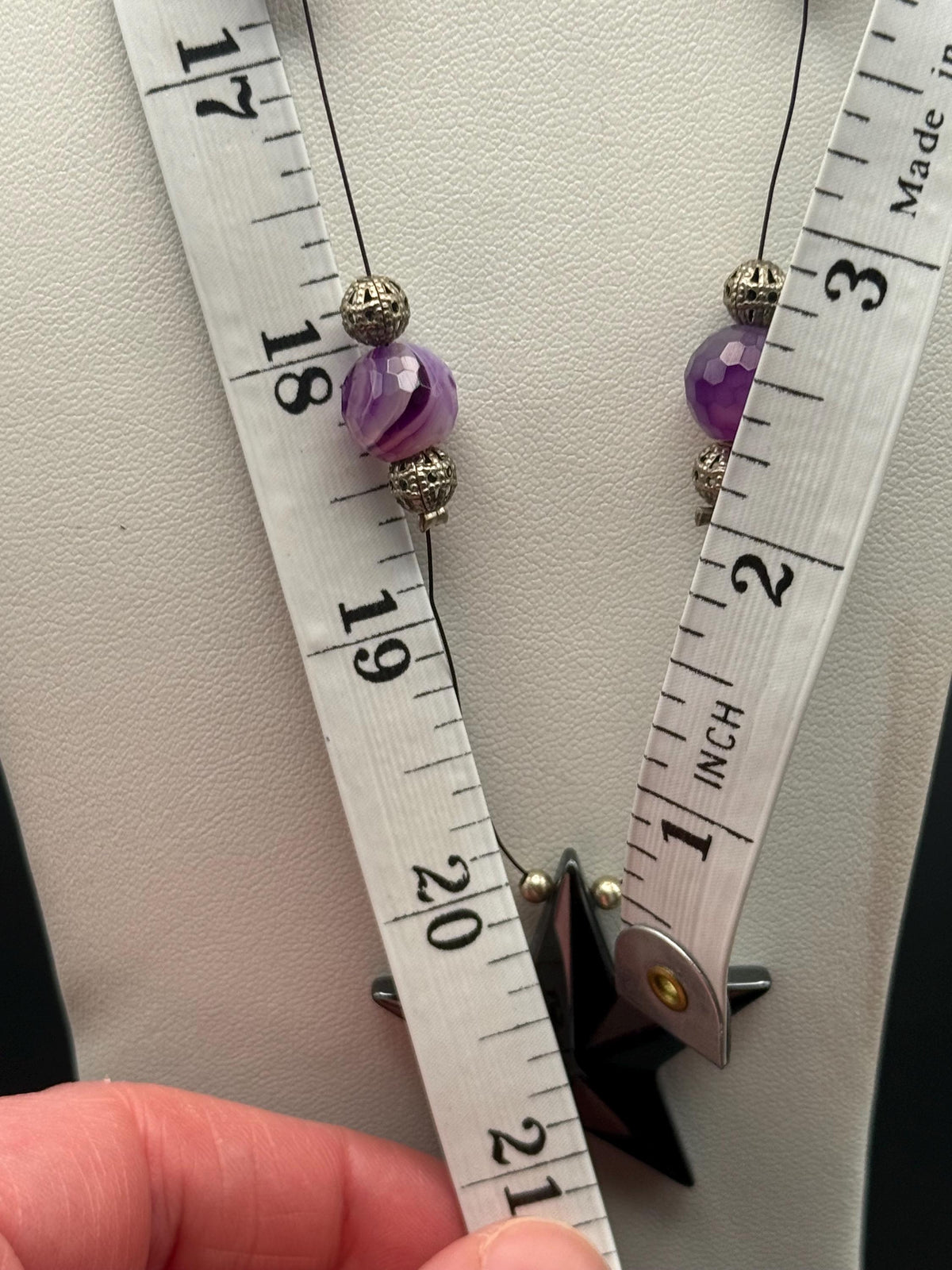 Purple bead with Black Hermatite Star Pendant Necklace
