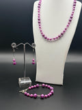 Swarovski Crystal Purple Pearl Jewelry Set | Necklace, Bracelet, Earrings | Elegant Handmade Wedding Gift