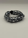 Black & Grey Marled Beaded Cord Bracelet with Button Fastener.
