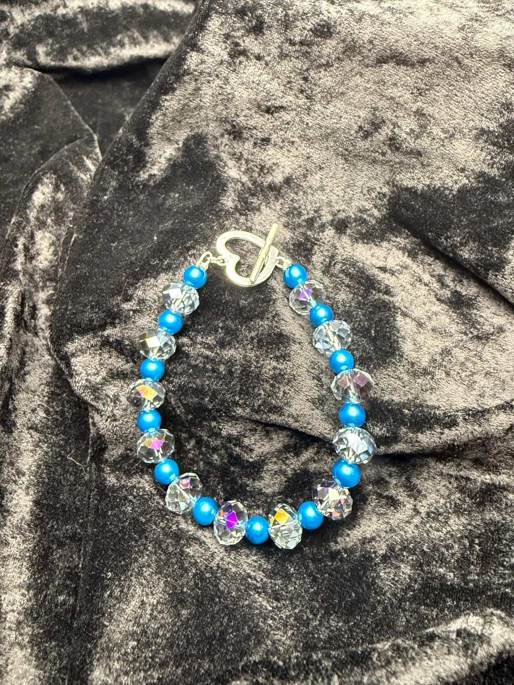 Blue Pearl with Clear Crystals 3 piece set