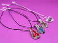 Hand Blown Glass Flower Pendant Necklace, Teardrop Heart Floral Jewelry