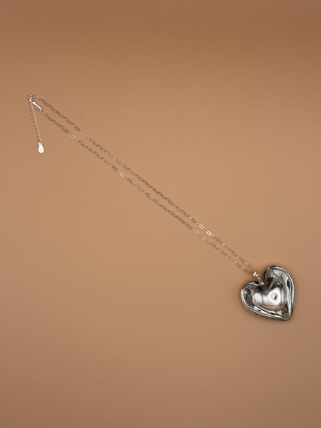 Reflective Glass Heart Pendant Necklace