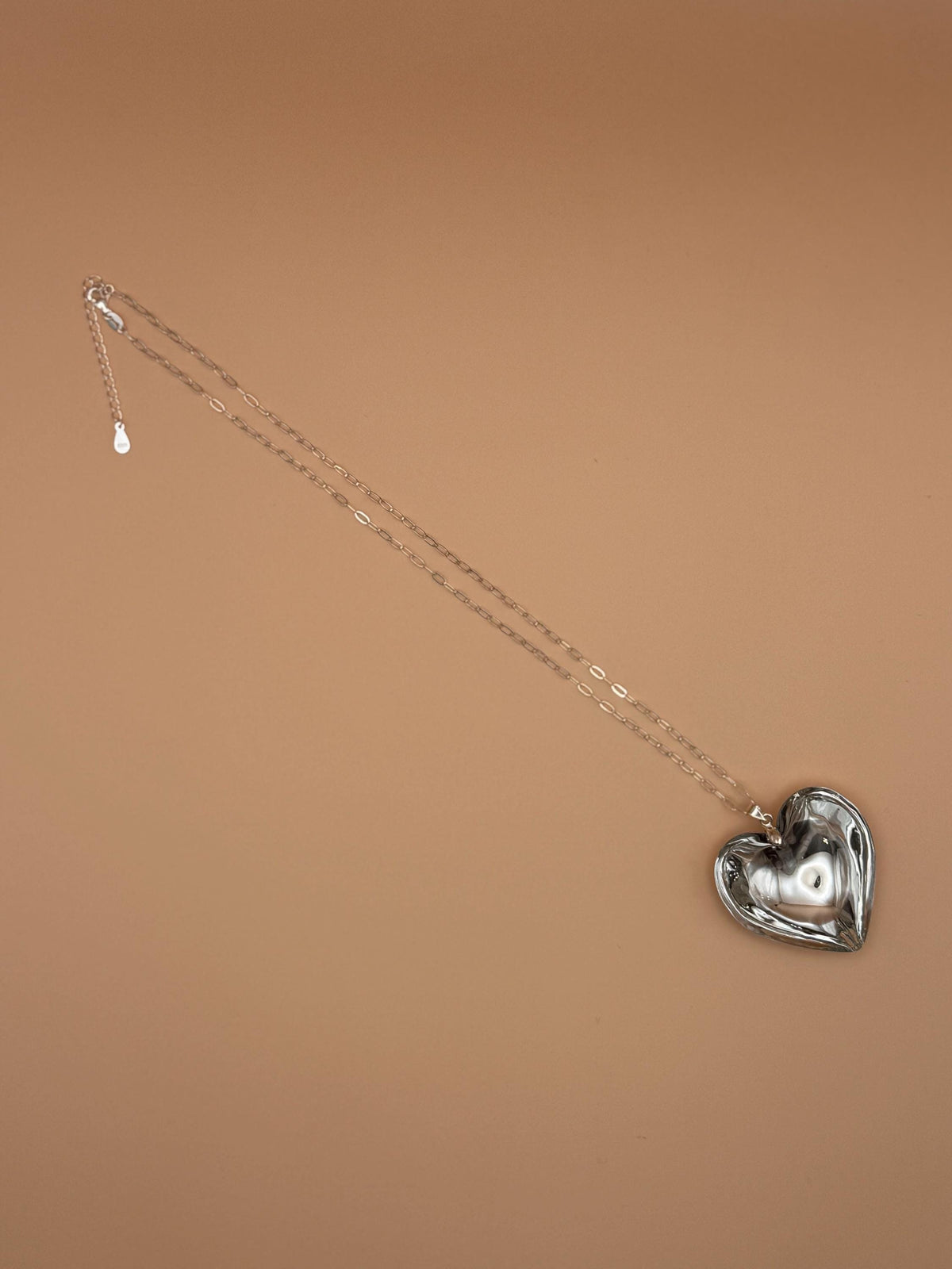 Reflective Glass Heart Pendant Necklace