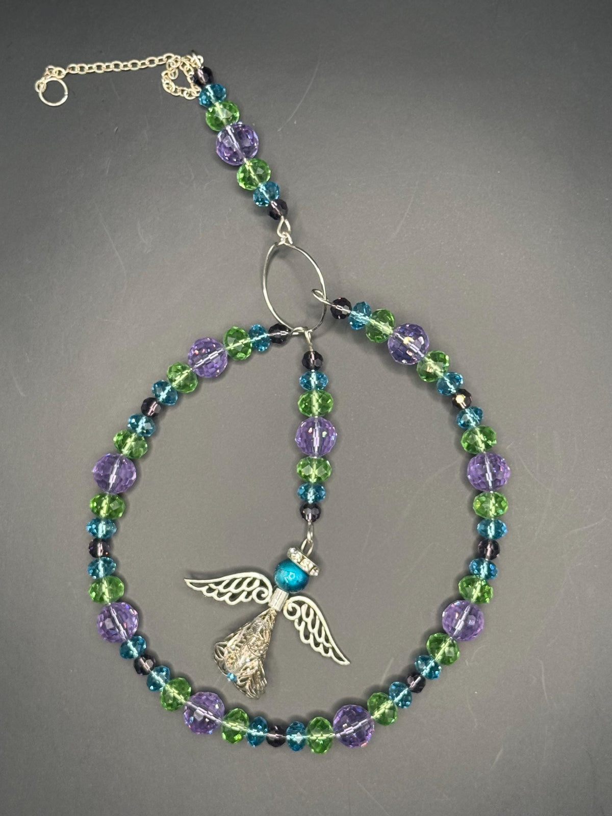 Angel Suncatcher â€“ Beaded Circle Window Hanging