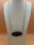 Unique Oval Black Lace Design Pendant Necklace