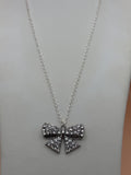 Silver Diamonte Bow Pendant Necklace