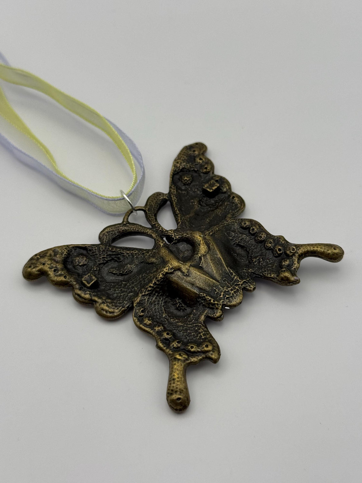 Purple Butterfly Necklace with Crystal Detail â€“ Statement Pendant on Ribbon