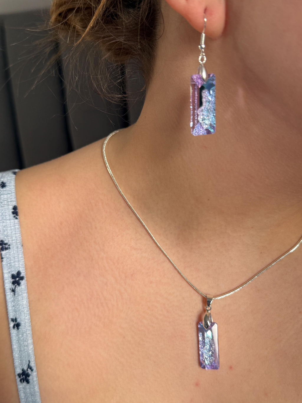 Swarovski Crystal Pendant Necklace & Earring set