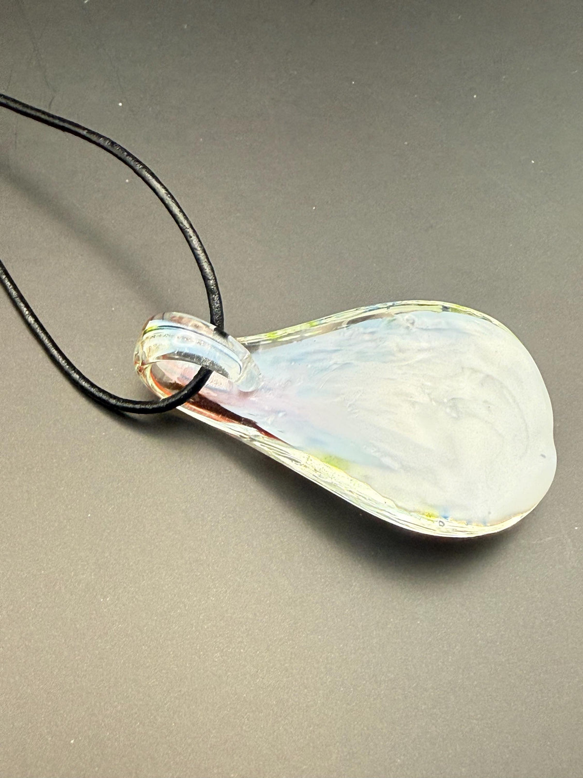 Glass Teardrop Pendant Necklace, Orange Floral Blown Glass Jewellery, Nature Inspired Gift