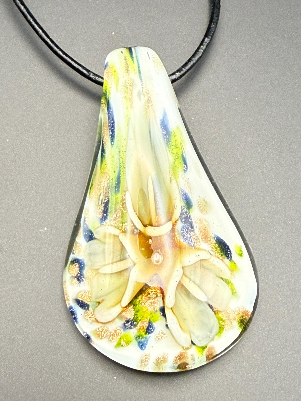 Blown Glass Teardrop Pendant Necklace