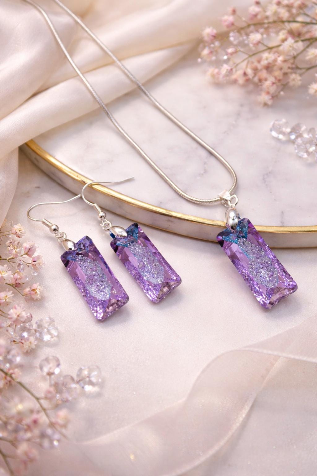 Swarovski Crystal Pendant Necklace & Earring set