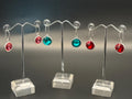 Handmade Crystal Drop Earrings, Silver Tone Bezel, Round Faceted Gemstone