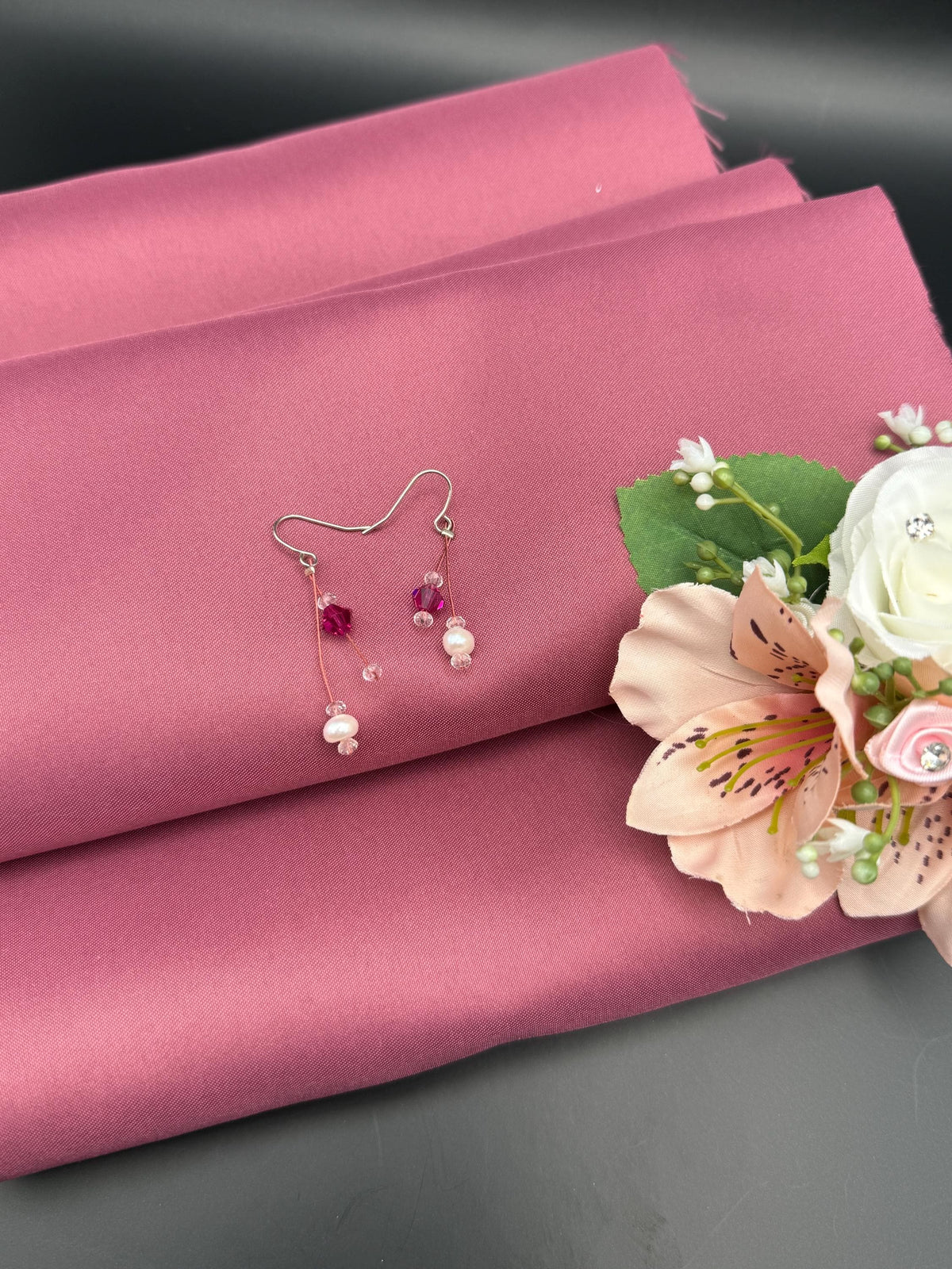 Pearl & Pink Swarovski Crystal Earrings â€“ Elegant Bridal Earrings