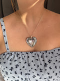 Reflective Glass Heart Pendant Necklace