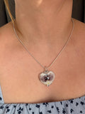 Blown Glass Lilac Floral Heart Pendant Necklace, Silver Plated Chain, Nature Inspired Jewellery