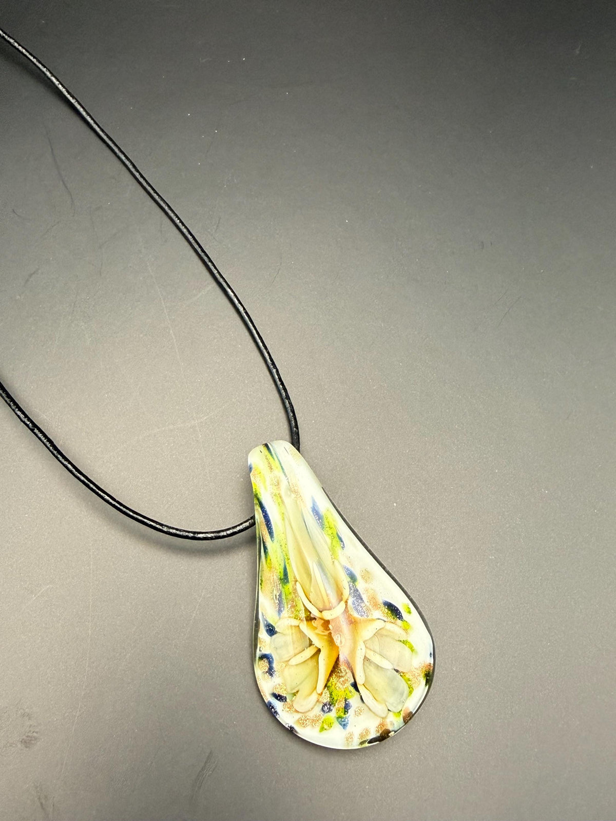 Blown Glass Teardrop Pendant Necklace