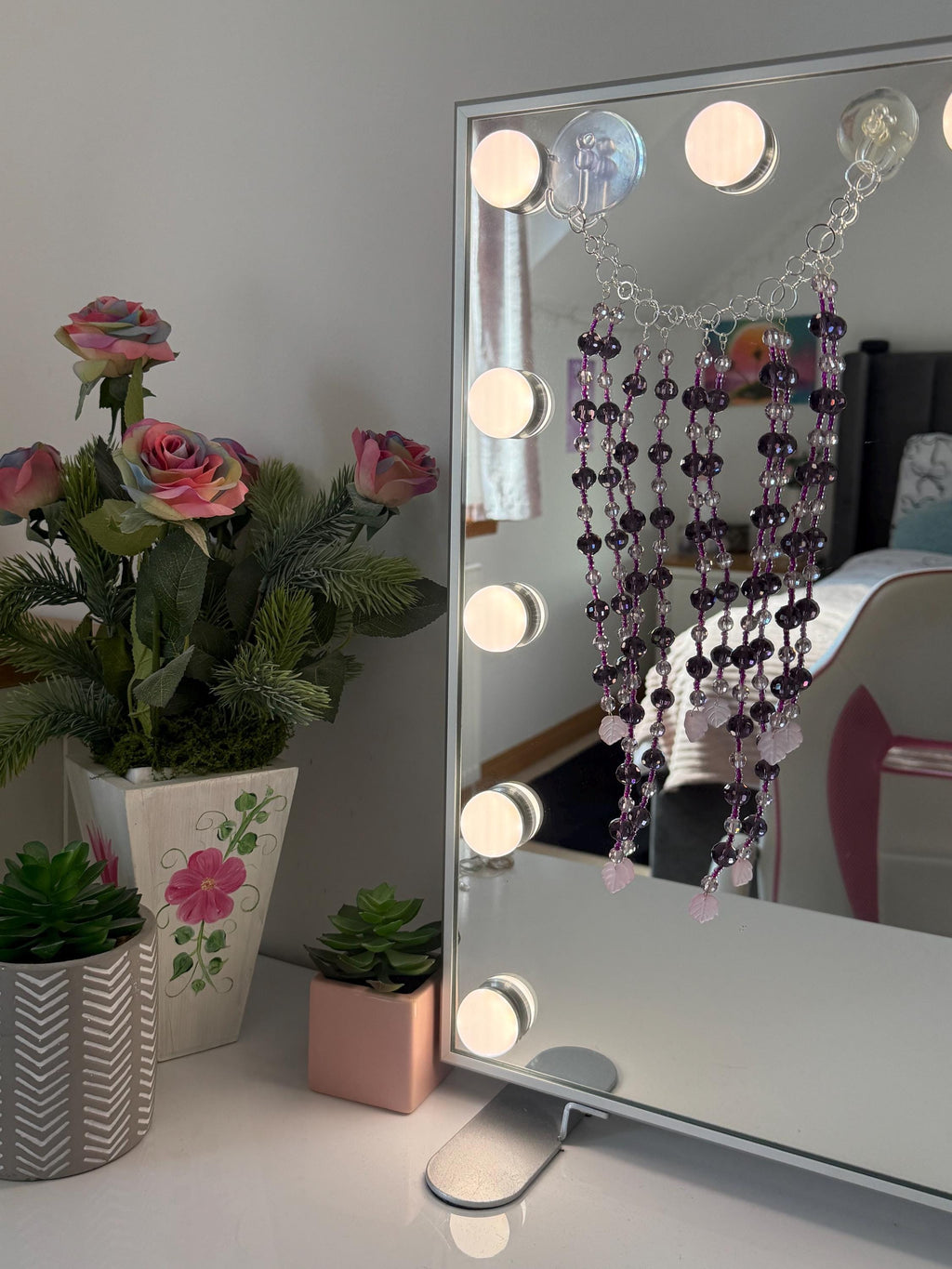 Purple Beaded Suncatcher â€“ Crystal Window Hanging